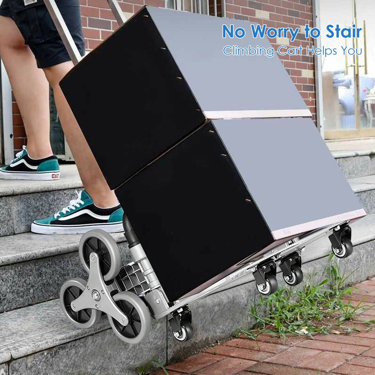 Gymax Folding Stair Climbing Cart Portable Hand Truck Utility Dolly w/ Bungee Cord