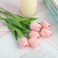 thumbnail image 3 of Decor 30 Pcs Pink Artificial Tulips Flowers Fake Tulips PU Real Touch Faux Flowers Bouquet for Room Office Table Party Spring Wedding Home Easter Decorations, 3 of 14