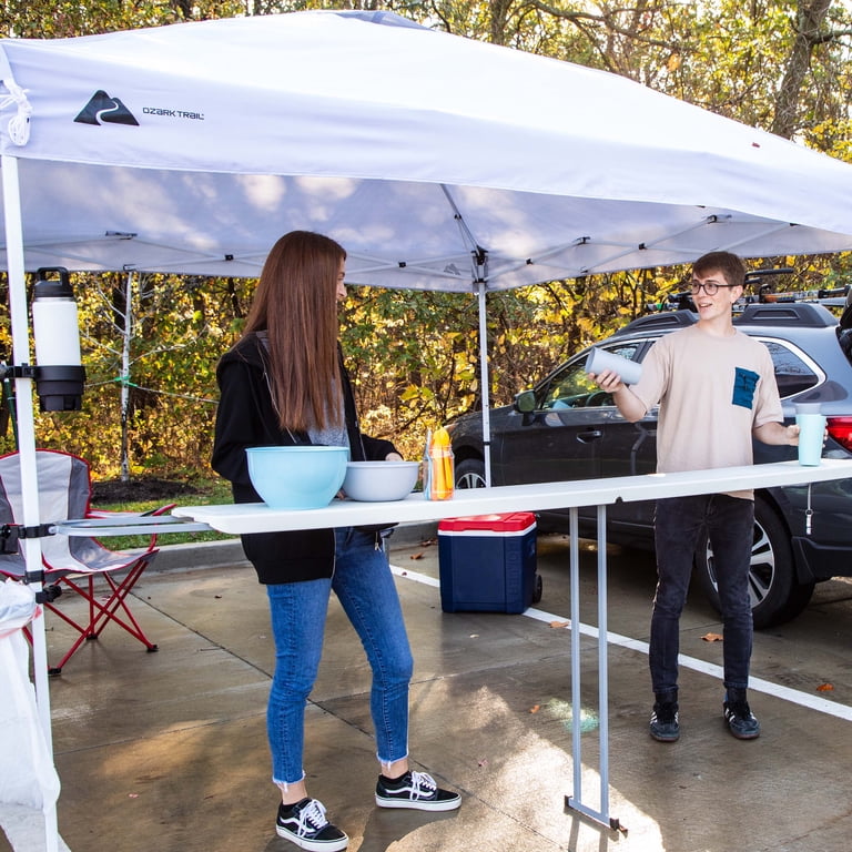 Ozark Trail 8 Foot Extendable Tailgate Table, White, 92.5 in x12