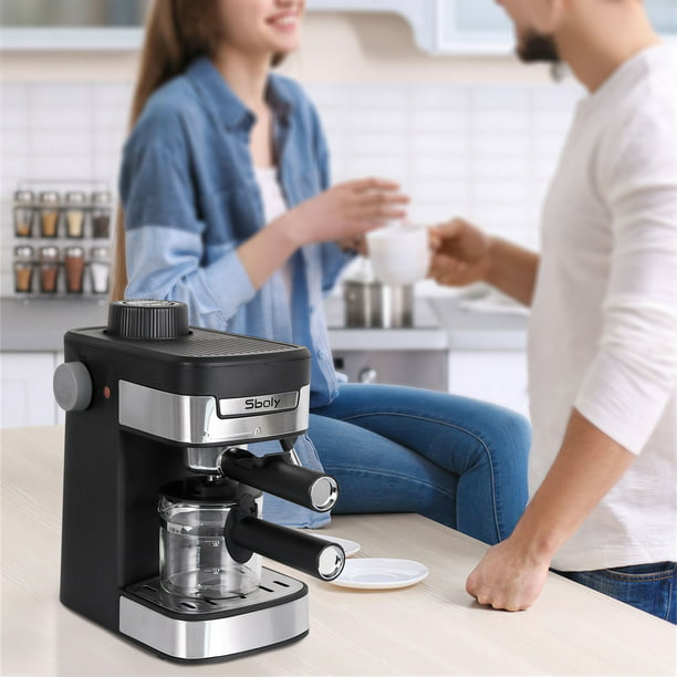 Sboly Coffee Maker Espresso Machine with Milk Frother , New 1-4 Expresso Black - Walmart.com