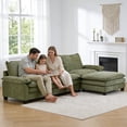 thumbnail image 3 of Ktaxon 122" W L Shaped Sectional Sofa, Modern Chenille Deep Seat Cloud Couch with Movable Chaise, Plush Living Room Couches for Apartment, 3-Seater Olive Green, 3 of 11