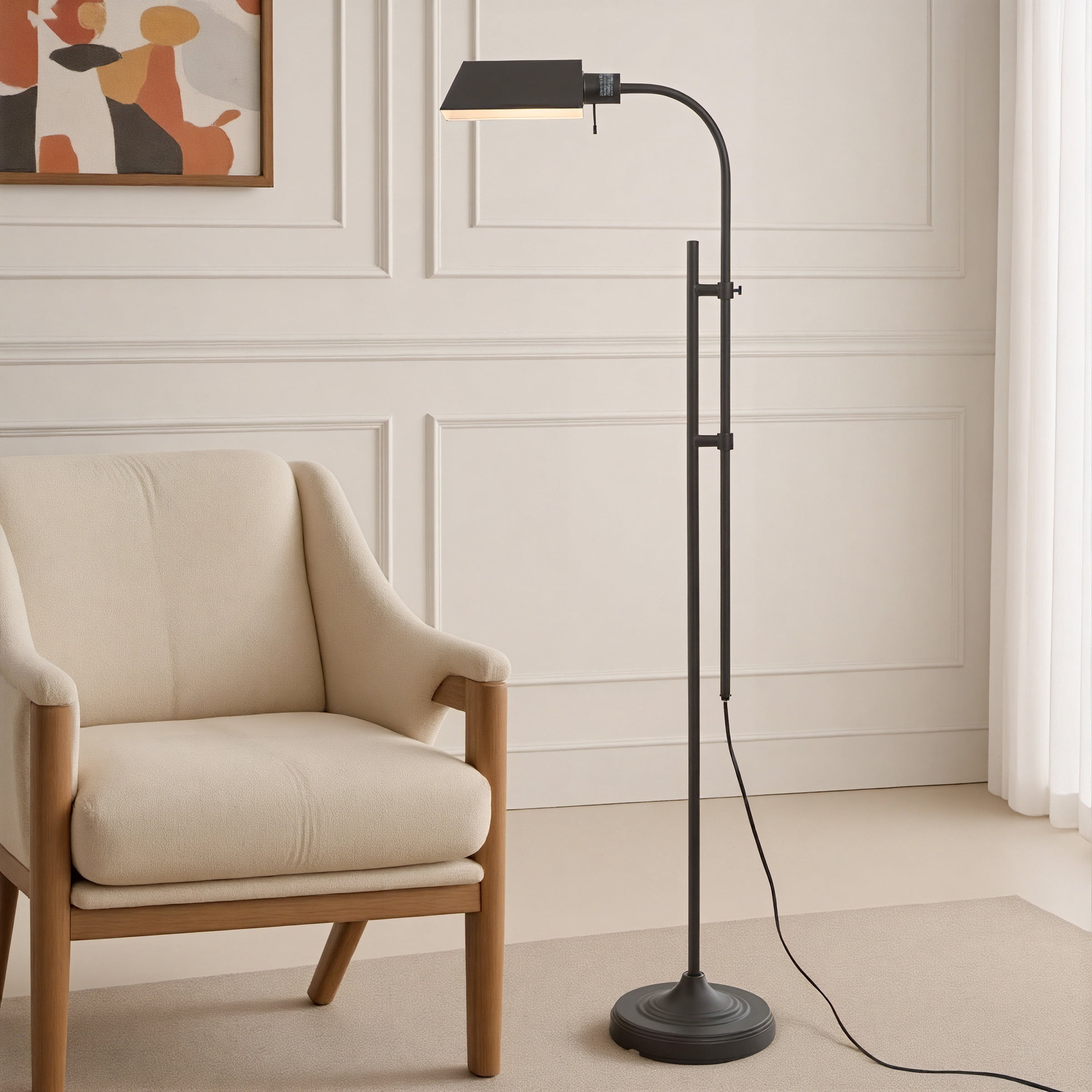 Better Homes & Gardens 51.5”/72” Modern Adjustable Oil-Rubbed Bronze Pharmacy Floor Lamp with Shade