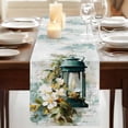 thumbnail image 3 of Vintage Oil Light Table Runner, Spring Flowers Leaves Candles Country Washable Cotton Linen Table Runners 108 Inches Long, Dresser Scarf Runner for Dining/Living Room/Kitchen/Square Tables 13''x108'', 3 of 9