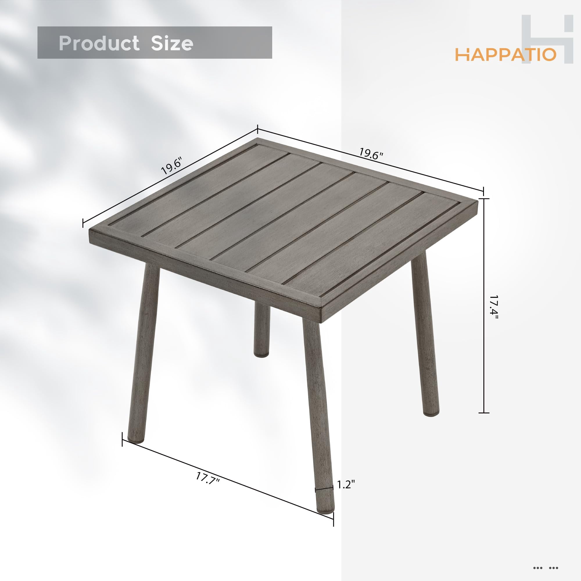 Aluminum Outdoor Side Table Waterproof and Rustproof Square End Table for Patio