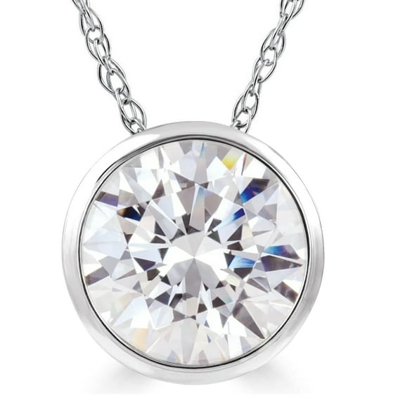 Pompeii 1 Ct Solitaire Lab Grown Diamond Pendant Necklace in 14k White or Yellow Gold