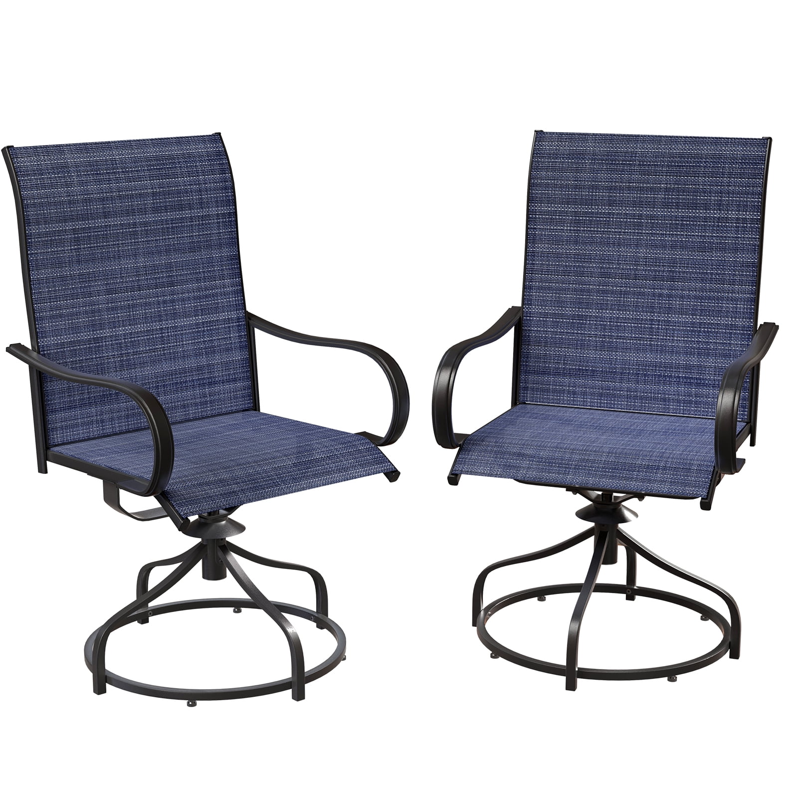 TLSUNNY Patio Swivel Dining Chairs Set of 4, All Weather Outdoor  Swivel Sling Chair with Textilene Fabric & Black Metal Frame for Outdoor Lawn Garden Pooside