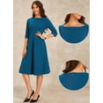 thumbnail image 2 of DARING DIVA Elegant Boat Neck Wear to Work Dress XS Lake Blue, 2 of 6
