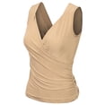 thumbnail image 2 of KOGMO Womens Sleeveless Side Wrap Ruched Shirred Slim Fit V-neck Top Shirts, 2 of 5