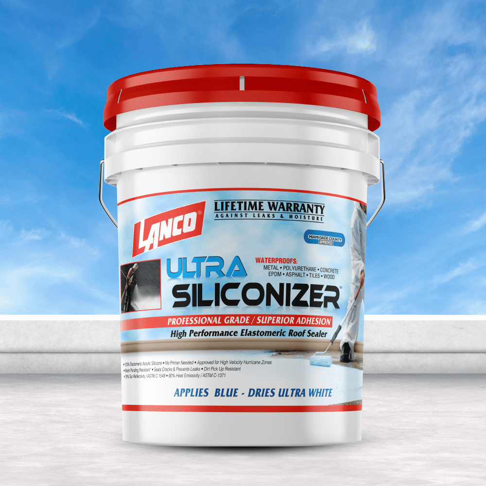 Lanco Ultra Siliconizer Roof Sealer, White Industrial Coating 100% Acrylic Elastomeric, 5 gal