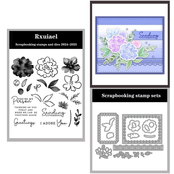 Rxuiael Stamps and Cutting Dies Sets for 2025-2026 Stamps Dies Card Crafting for Card Making