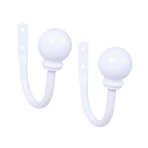 Kenney Chelsea Ball End Curtain Holdbacks, White, 2-Pack