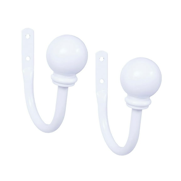 Kenney Chelsea Ball End Curtain Holdback Set, White, Set of 2