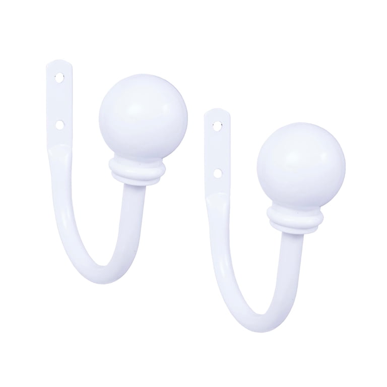 Kenney Chelsea Ball End Curtain Holdbacks, White, 2-Pack photo 1