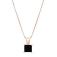 thumbnail image 2 of 2.0 ct Brilliant Princess Cut Solitaire Natural Onyx 18K Rose Gold Pendant with 18" Chain, 2 of 4