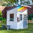 thumbnail image 3 of Teamson Kids Issac Wooden Playhouse with Kitchen, Flower Box and Bench, Gray, 3 of 17