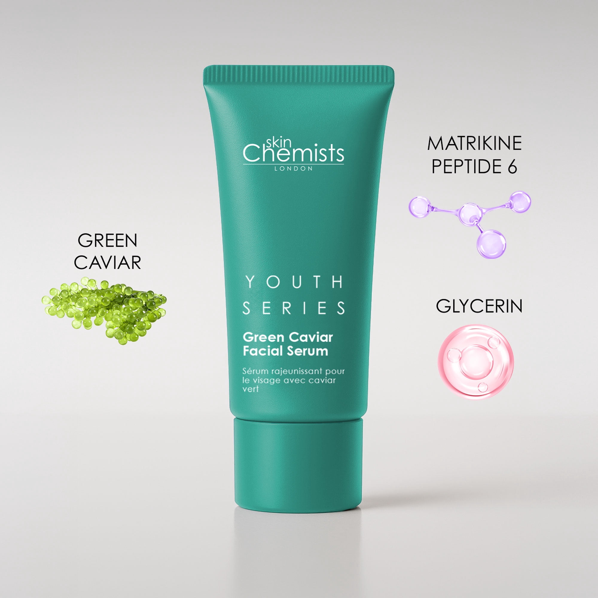 skinChemists Green Caviar Facial Serum for Hydration, Smooth Texture & Radiance – Lightweight Plumping Face Serum, 4.55 fl oz