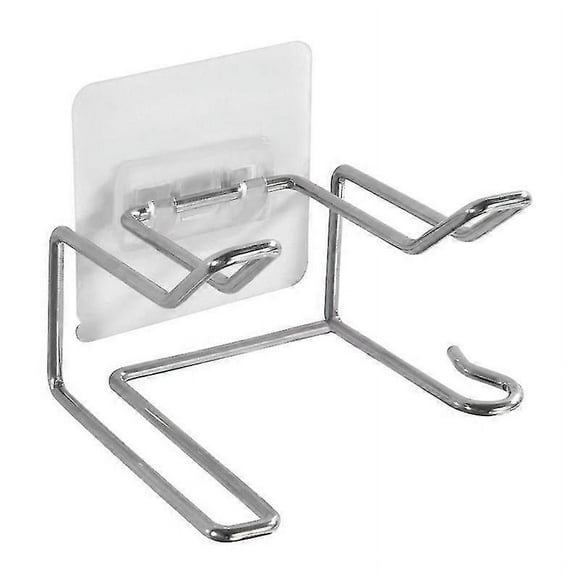 Soporte para secador de pelo de pared sin necesidad de perforar (plata, 1 unidad)