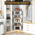 thumbnail image 4 of Aheaplus Rotating Shoe Rack, 5-Tier Wood Shoe Organizer for Closet, 360° Spinning Shoe Rack Tower Space-Saving Shoe Storage Shelf for Entryway, Garage, Bedroom, White, 4 of 8