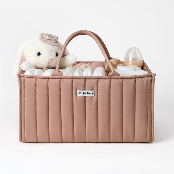 Baby Diaper Caddy Organizer, Stylish Storage Basket for Newborn Essentials and Diaper Station, Gift for Baby Shower and Registry Must-Have,Blush Pink
