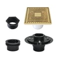 thumbnail image 5 of Kingston Brass BSFK4464PB Watercourse 4-Inch Brass Square Grid Shower Drain with Hair Strainer and Base Flange in Polished Brass, 5 of 5
