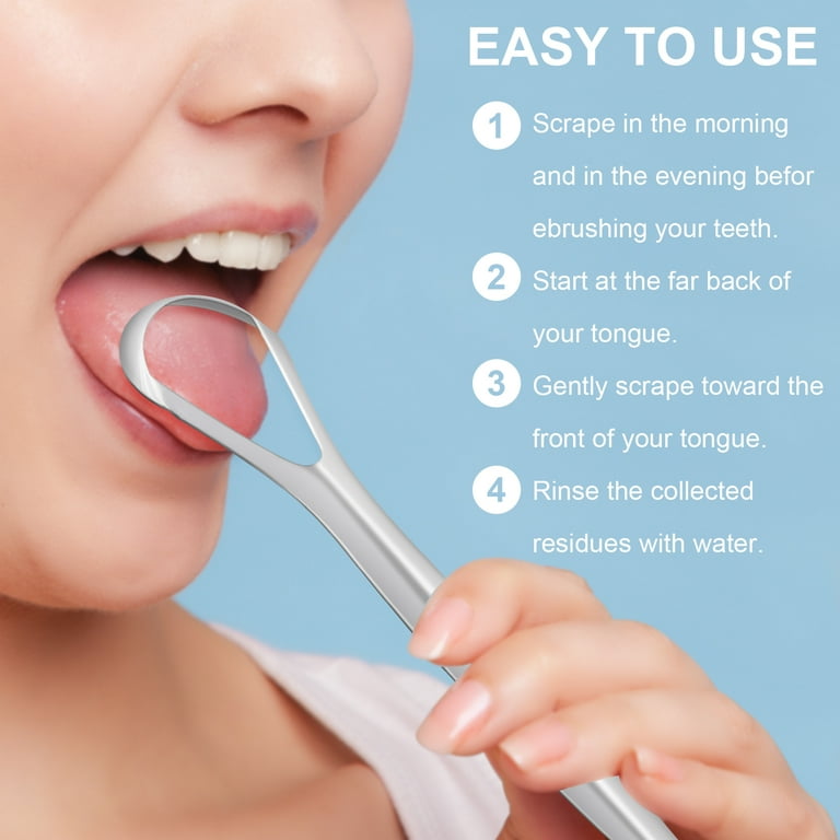 Mitimi Tongue Scraper for Adults (2 Pack) , 100% Useful Surgical Stainless Steel Tongue Cleaner for Both Adults and Kids