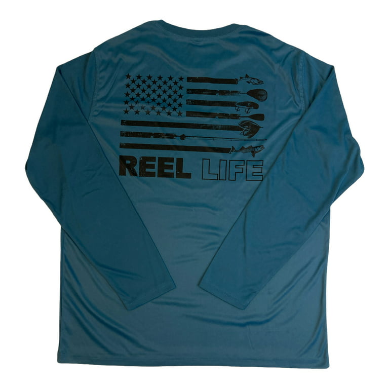 Reel Life Men's Sun Defender Lightweight Long Sleeve UV T-Shirt (Real Teal,  XXL) 