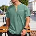 thumbnail image 5 of CBASIHI Henley Shirts for Men with Pocket- Classic Short Sleeve Fashion Casual Summer Mens Lightweight T-Shirt Green Size 2XL, 5 of 9
