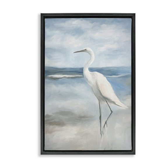 Stupell Industries Elegant Kingdom of Herons Animals Painting Black Floater Framed Canvas Art Print Wall Art, 17 x 25