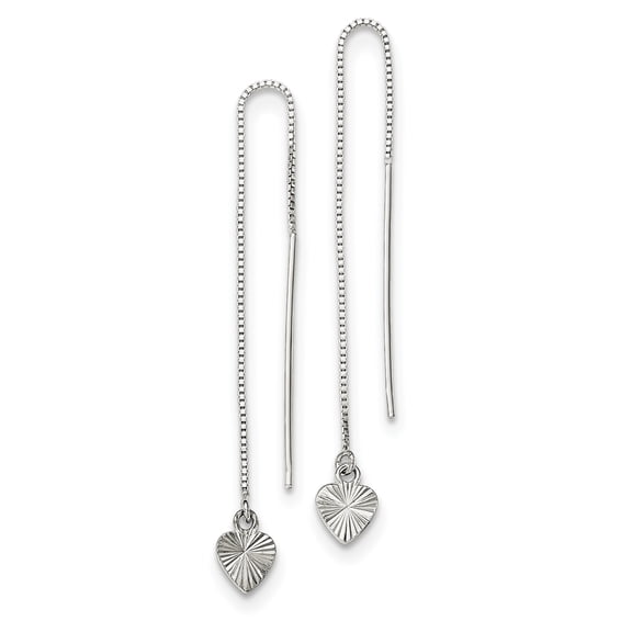 Primal Silver Sterling Silver Diamond-cut Dangle Heart Post Earrings