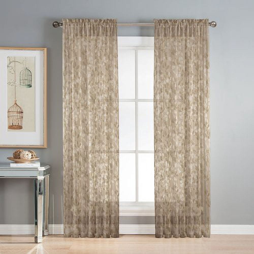 Pinehurst Printed Sheer Extra Wide 54 x 84 in. Rod Pocket Curtain Panel