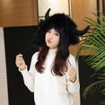 thumbnail image 2 of ZPAQI Winter Earmuffs Hat for Women Warm Thicken Faux Fleece Plush Hat Cute Antlers Horns Outdoor Skull Earflap Trapper Cap, 2 of 15