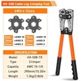 thumbnail image 2 of Battery cable terminal crimping tool set includes copper wire terminals 124681/0 gauge, crimping pliers suitable for 10-1/0 with cable cutter, 110 battery cable terminals with 1103:1 heat shrink tube, 2 of 4