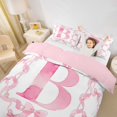 thumbnail image 3 of Erosebridal Girls Pink Bowknot Twin Bedding,Initial Alphabet B Duvet Cover Set For Kids,Reversible pink,2 Pieces(No Comforter), 3 of 6