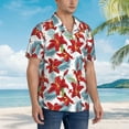 thumbnail image 5 of Balery Lilies Flowers Print Men's Hawaiian Shirts Short Sleeve Beach Shirt Relaxed Fit Vacation Button Down Shirts-XX-Large, 5 of 9