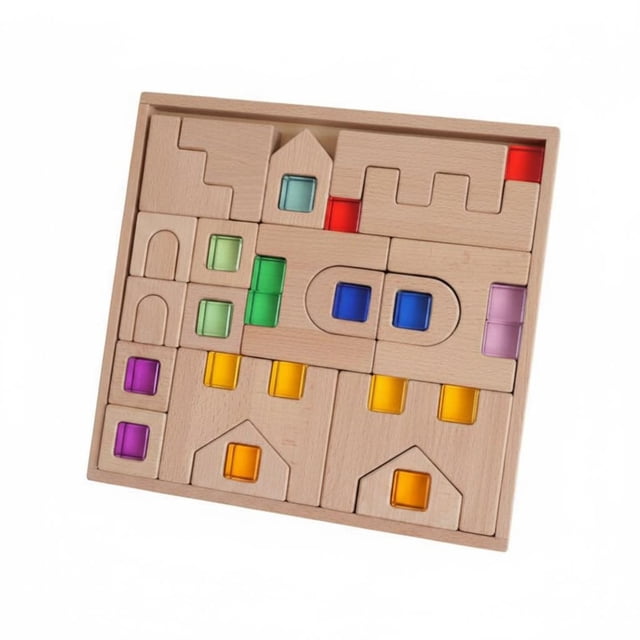 twisto Transparent Building Block Puzzle Rainbow Colors Castle Building Block Set Light-Transmitting for Young Children