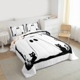 thumbnail image 3 of Feelyou White Ghost Print Bedding Comforter Set for Teen, Black Mystic Cat Twin Comforter Sets, Cartoon Halloween Style Reversible Bedding Set, Microfiber Bedroom Decor, 2pcs, 3 of 8