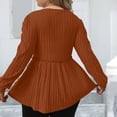 thumbnail image 5 of yillto Plus Size Womens Sweaters Long Sleeve Ribbed Knit Lightweight Ruffle Hem Fashion Tunics Tops, 5 of 7