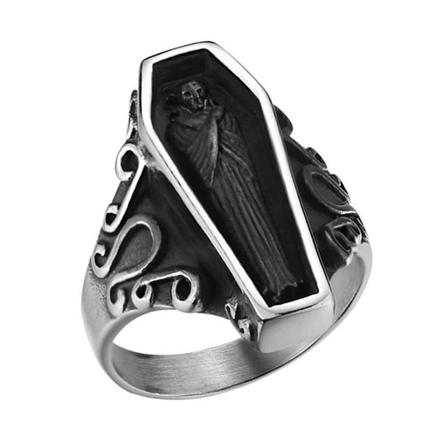 Anillo de ataúd humano Yinane Anillo de declaración gótico Vintage personalizado para hombres y mujeres