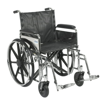 Drive Medical Sentra Extra Heavy Duty Wheelchair, Detachable Full Arms, Swing away Footrests