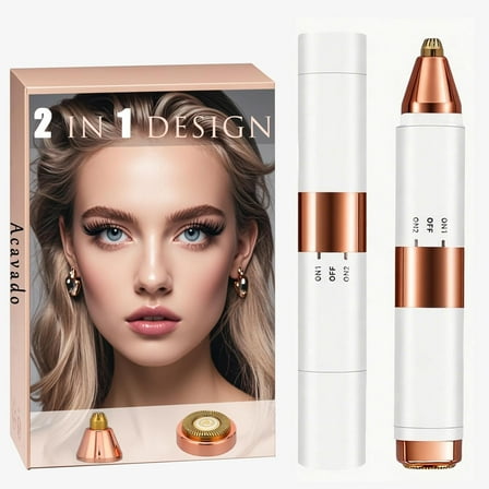 2-in-1 Dual Head Eyebrow Trimmer & Flawless Facial Hair Removal for Women, Painless & Gentle Facial Hair Remover for Brows, Chin, Upper Lip, Cheeks, Type-C Charging for Women