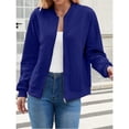 thumbnail image 4 of Suéter Tipo Cárdigan con Cremallera para Mujer, Sudadera con Capucha, Chaqueta de Larga, Conjuntos de Cuello Redondo, Abrigo Informal. Azul M, 4 of 10