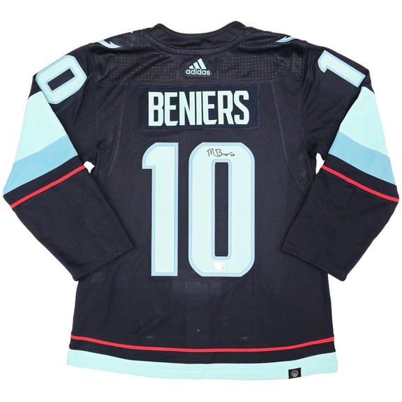 Seattle Kraken Matty Beniers Autographed Blue Adidas Authentic Jersey Size 46 Fanatics Holo 222019