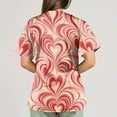 thumbnail image 6 of Scrub Top Women,Women's Valentine's Day Printed Loose-Fit V-Neck Pocket Short-Sleeve Nursing Scrubs Top - Red - L, 6 of 6