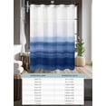 thumbnail image 6 of No Hook Cloth Fabric Shower Curtain with Snap in Liner, Navy Blue Ombre Waterproof Shower Curtains Set with See Through Top Window, Farmhouse Modern Gradient Bath Curtains Shower 36"x78", 6 of 6
