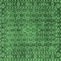Ahgly Company Indoor Square Persian Emerald Green Traditional Area Rugs, 7' Square