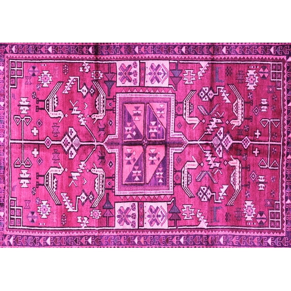 Ahgly Company Indoor Rectangle Animal Pink Traditional Area Rugs, 7' x 10'