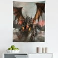 thumbnail image 1 of Gothic Tapestry, Illustration of 3 Headed Breathing Dragon Large Monster Gothic Theme, Fabric Wall Hanging Decor for Bedroom Living Room Dorm, 5 Sizes, Brown Grey, by Ambesonne, 1 of 1