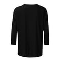 thumbnail image 3 of TQWQT 3/4 Length Sleeve Shirts for Women 2024 Casual Summer Blouses Crewneck Solid Color Cute Tops Loose Fit Pullover Black M, 3 of 5