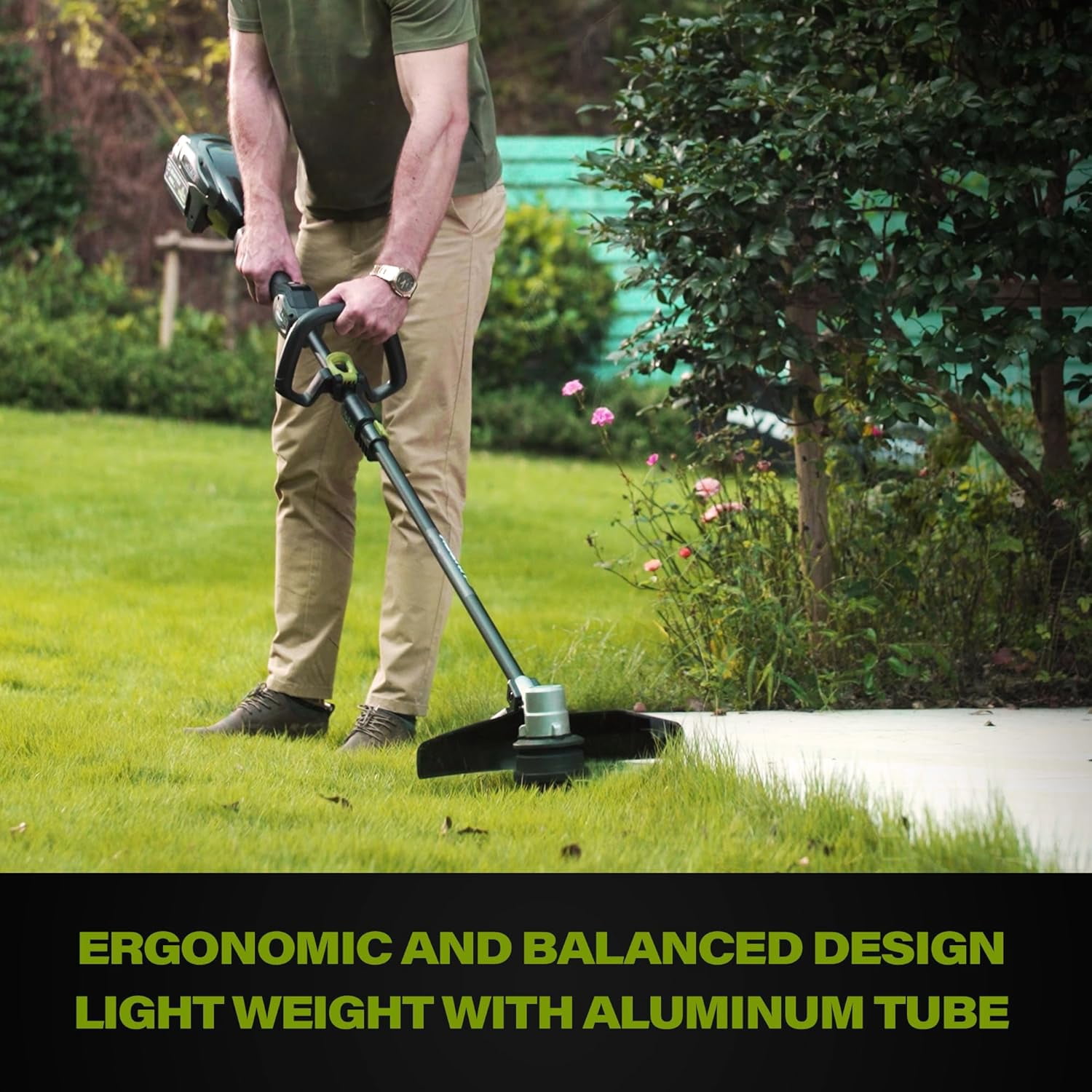 SUNTEK 40V 15-Inch Cordless String Trimmer with 4.0Ah Battery and Rapid Charger, IOT and APP Connection