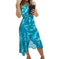 thumbnail image 1 of MAWCLOS Robe Longue pour Femme Sans Manches Robes Midi Imprimé Floral Été Plage Robe d'Été Aguichant Hawaïenne Col en V Fleur Verte G, 1 of 2